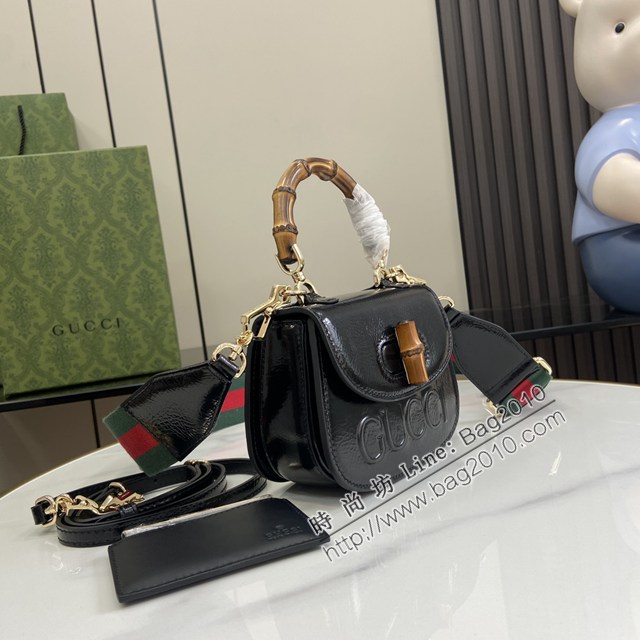 Gucci專櫃古馳最新款Bamboo 1947系列迷你竹節手提包肩背女包 jh2451型號：786482